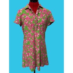 Lilly Pulitzer Pink And Green Butterfly Dress Size Medium